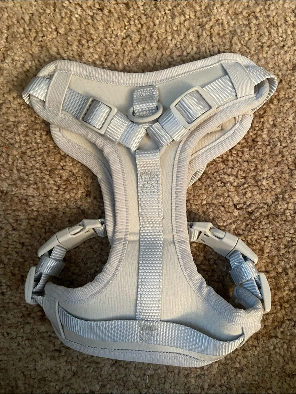 Adjustable White Padded Dog Harness with Secure Buckles